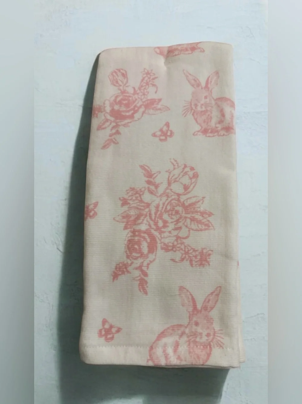 Pink Toile Bunny Printed Hand towel